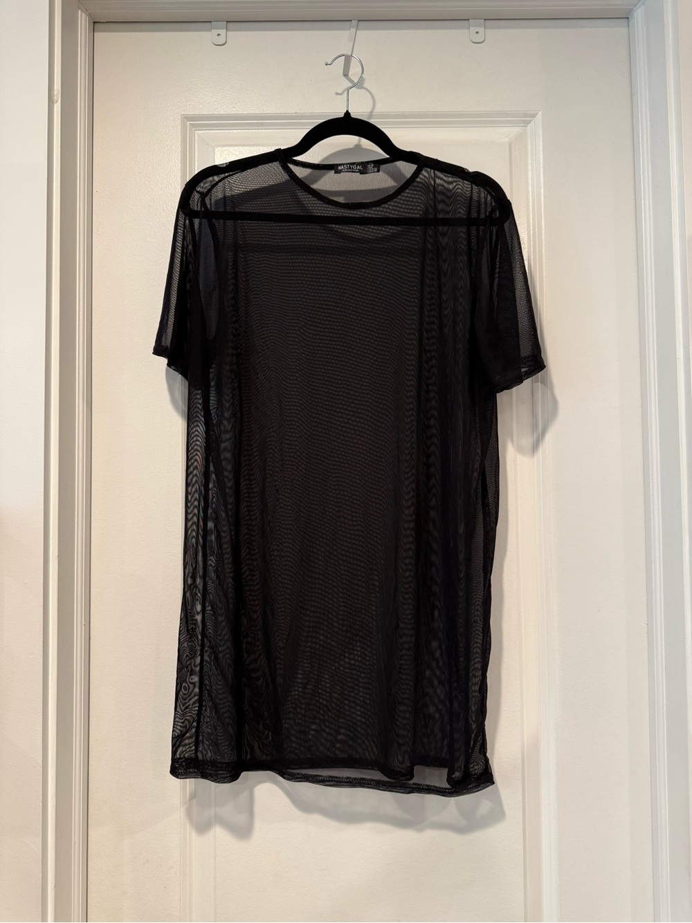 Nasty Gal Black Sheer Mesh Short-Sleeve Tee